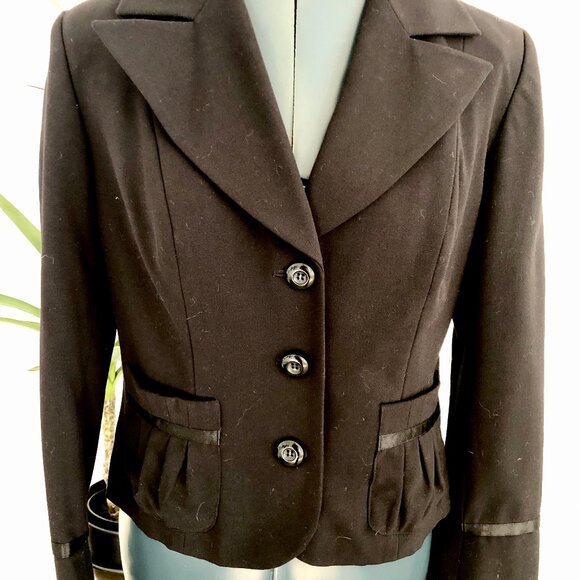 Bisou Bisou Michele Bohbot, Cropped Blazer, Black Size 8 - Picture 2 of 10